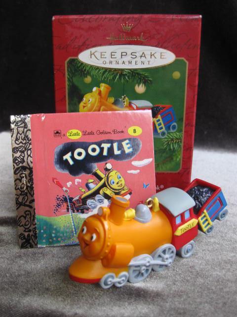 Hallmark 2001 Tootle The Train Ornament With The Little Golden Book Lot of 2