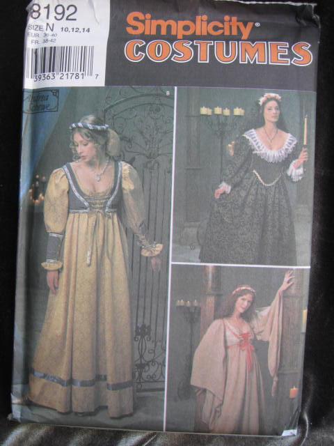 New Simplicity 8192 Misses' Italian Renaissance Medieval Juliet Halloween Costume Sewing Pattern Size N 10,12,14