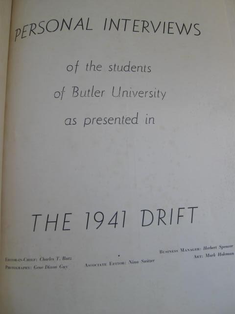 The 1941 Drift Butler University Indianapolis, IN Yearbook No Writing WWII