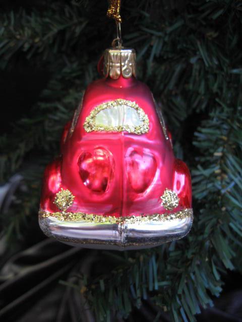 Red Bug Beatle Volkswagen Glass Car Ornament