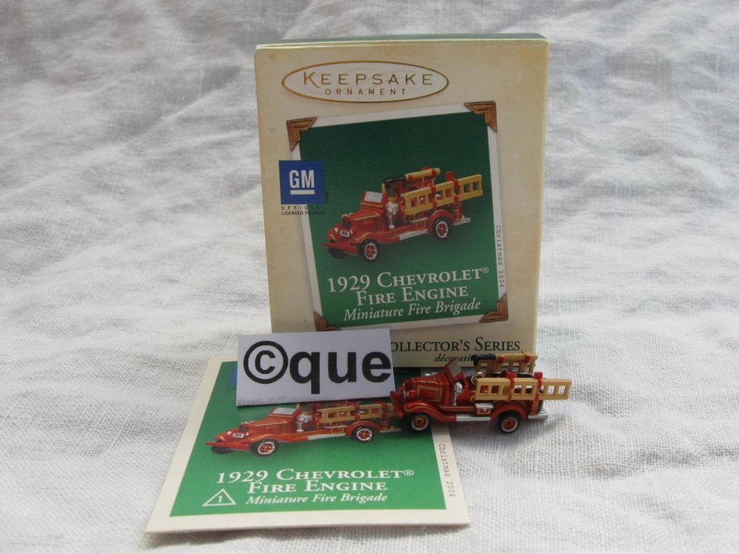 Hallmark 2004 1929 Chevrolet Fire Engine Miniature #1 1st In Fire Brigade Series Christmas Feather Tree Ornament