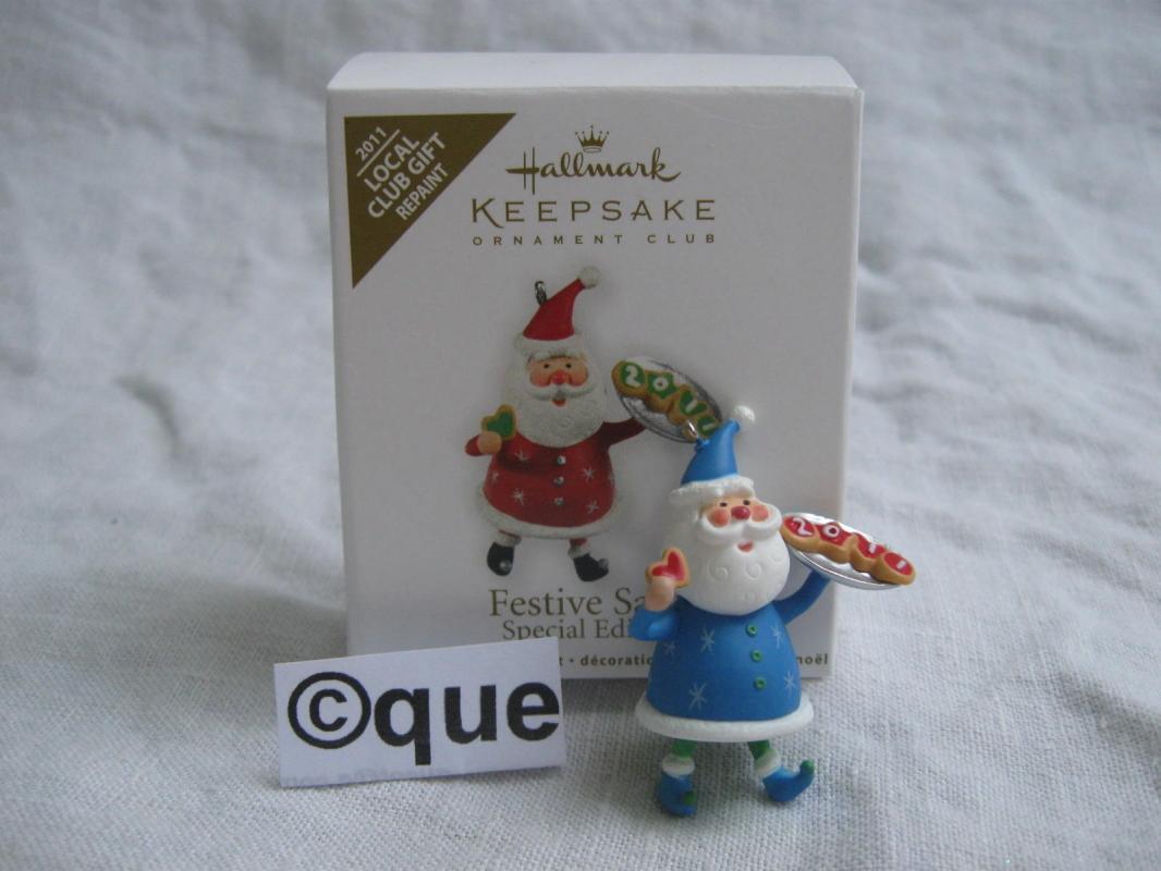 Hallmark 2011 Festive Santa Local Club Repaint Miniature Christmas Ornament