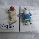 Hallmark 2010 So Cute In A Boot & 2011 Festive Santa Local Club Repaint Miniature Christmas Ornaments Lot of 2