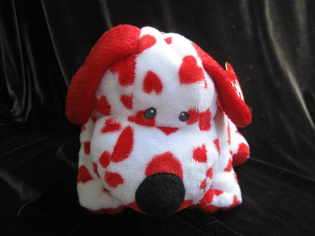 Ty Sweetly Red & White Puppy Dog Pluffie Plush New