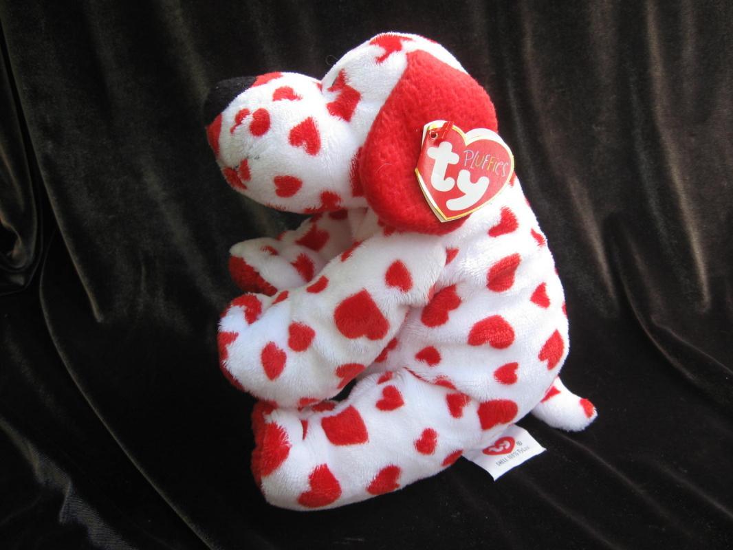 Ty Sweetly Red & White Puppy Dog Pluffie Plush New