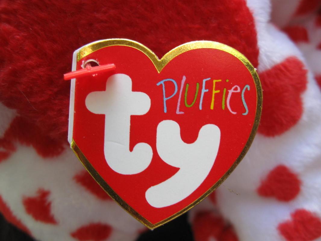 Ty Sweetly Red & White Puppy Dog Pluffie Plush New