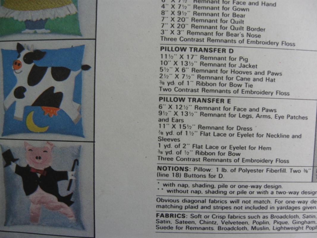 New Vintage Vogue 2294 Moon Pig Cow Kitty Teddy Bear Pillows Sewing Pattern OOP