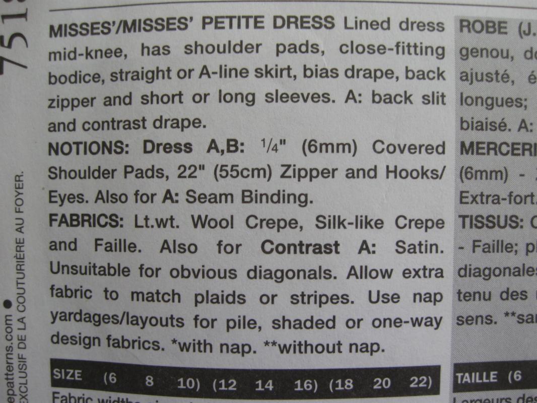 New The Vogue Woman 7518 Lined Dress Misses' Size 18 20 22 Sewing Pattern 2001