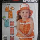 New Simplicity 4557 Toddlers' Dress or Top Pants & Hat Sewing Pattern Size A 1/2 - 4 Dated 2005