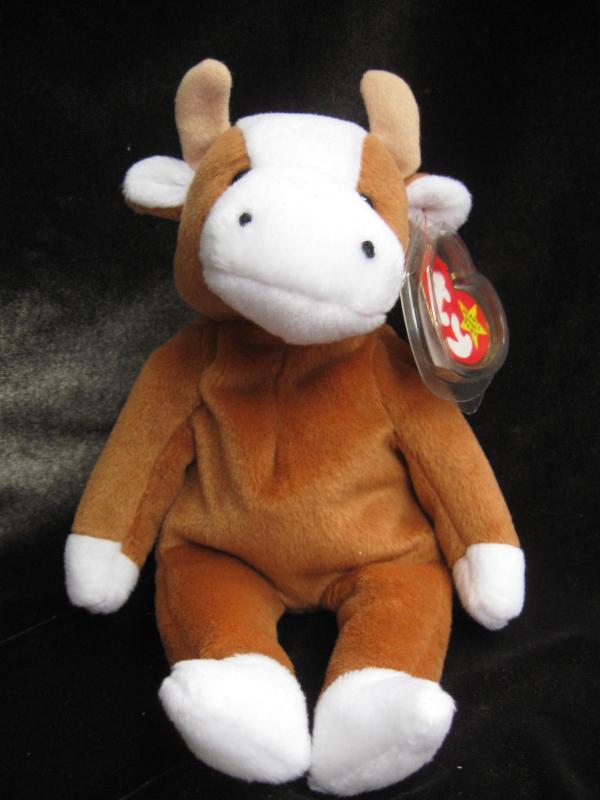 Ty Bessie The Brown & White Cow Retired Beanie Baby