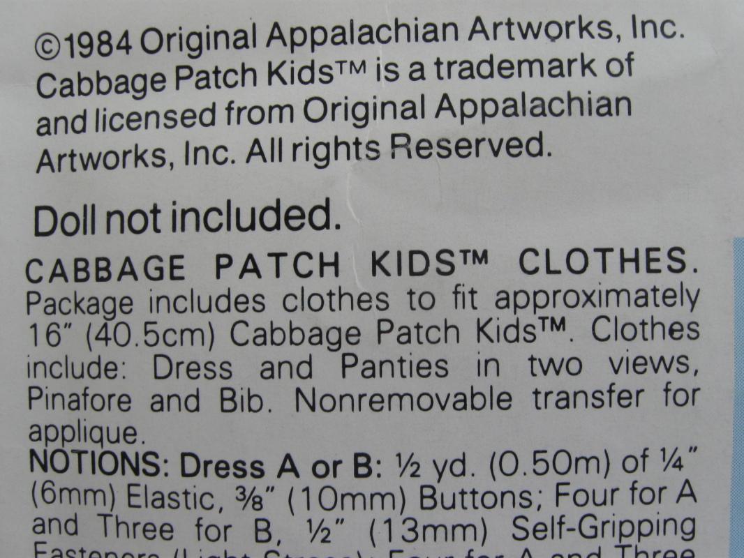 Butterick 331 & B5304 Cabbage Patch Kids Wardrobe & Bath Accessories Sewing Patterns Lot Of 2