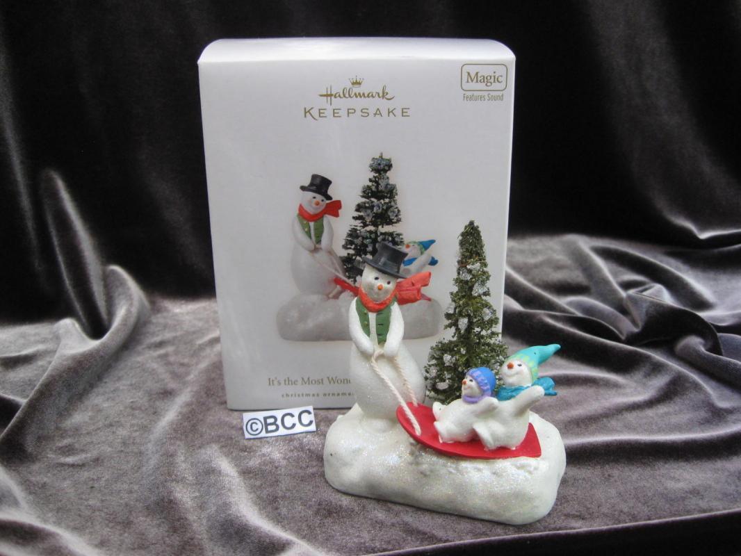 Hallmark 2008 It's The Most Wonderful Time Of The Year Snowman Magic Music Christmas Tree Ornament