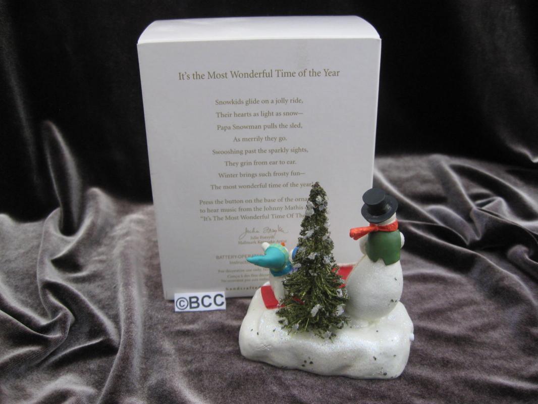 Hallmark 2008 It's The Most Wonderful Time Of The Year Snowman Magic Music Christmas Tree Ornament
