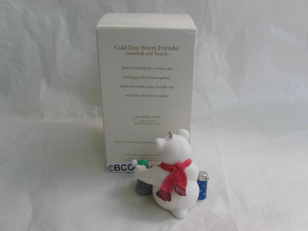 Hallmark 2008 Cold Day Warm Friends Snowball & Tuxedo 8th In Series Christmas Tree Ornament