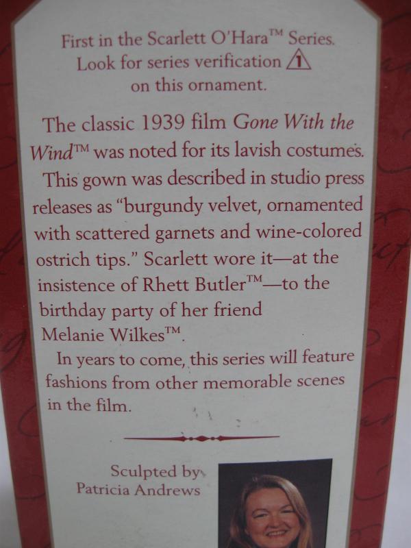Hallmark 1997 Scarlett O'Hara Gone With The Wind GWTW Christmas Tree Ornament