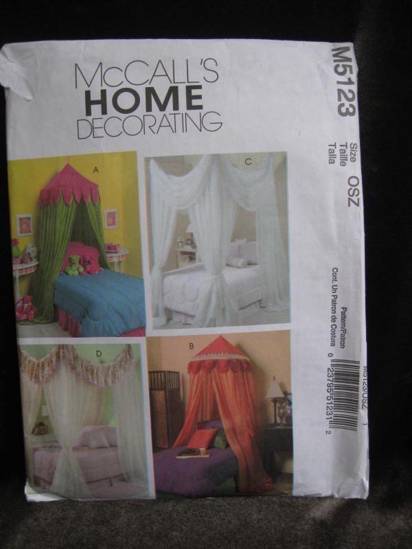 New McCall's Home Decorating M5123 M 5123 Bed Canopies Sewing Pattern