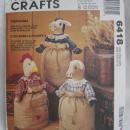 New Vintage McCall's Crafts 6418 Pouch Pals Chicken Cow Pig In A Gunny Sack Sewing Pattern