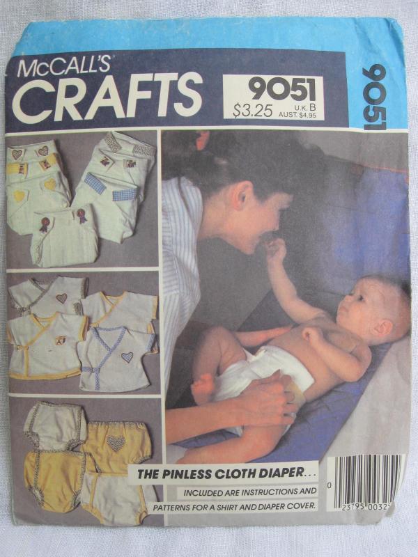 Vintage McCall's Crafts 9051 Pinless Cloth Diaper Shirt Diaper Cover Sewing Pattern