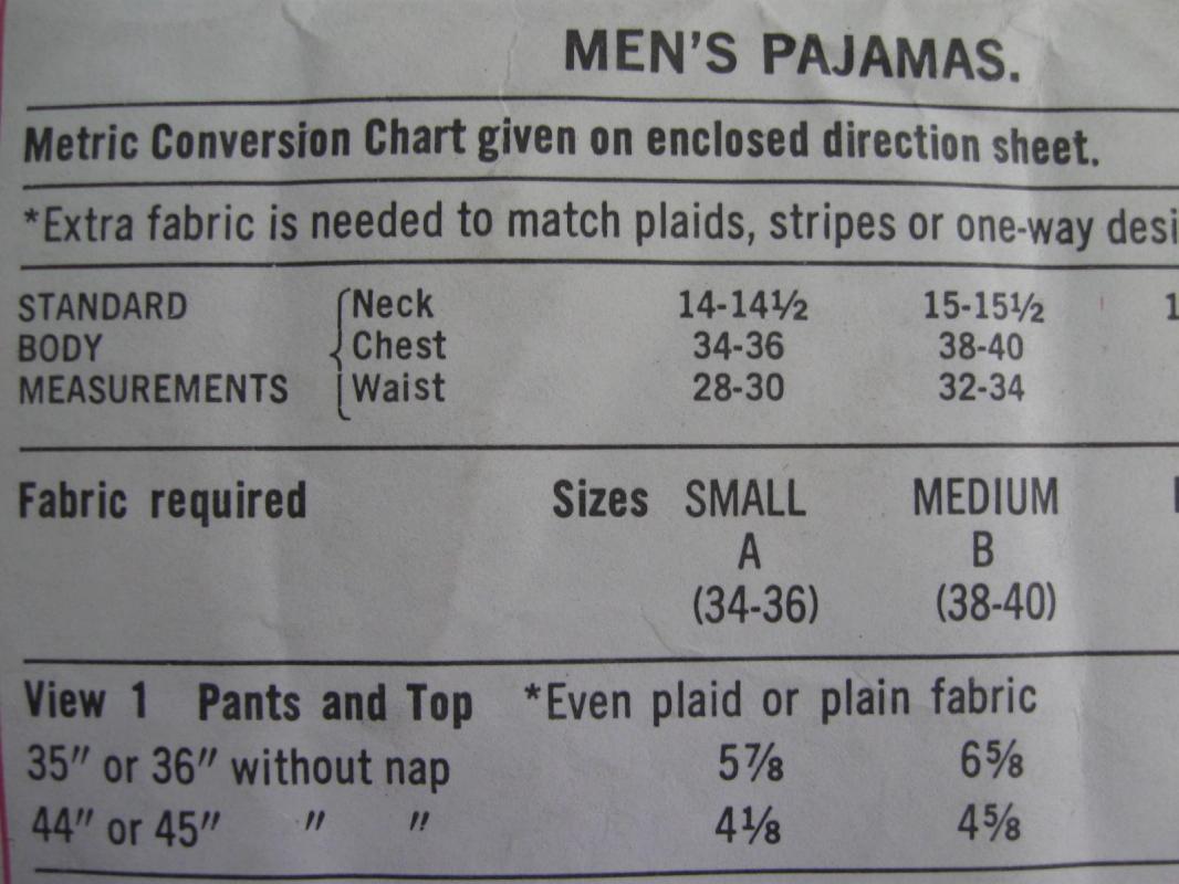 New Vintage Simplicity Men's Pajamas' Sewing Pattern Size Medium 1970's