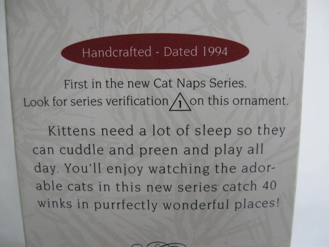 Hallmark 1994 Cat Nap 1st In Series Christmas Ornament