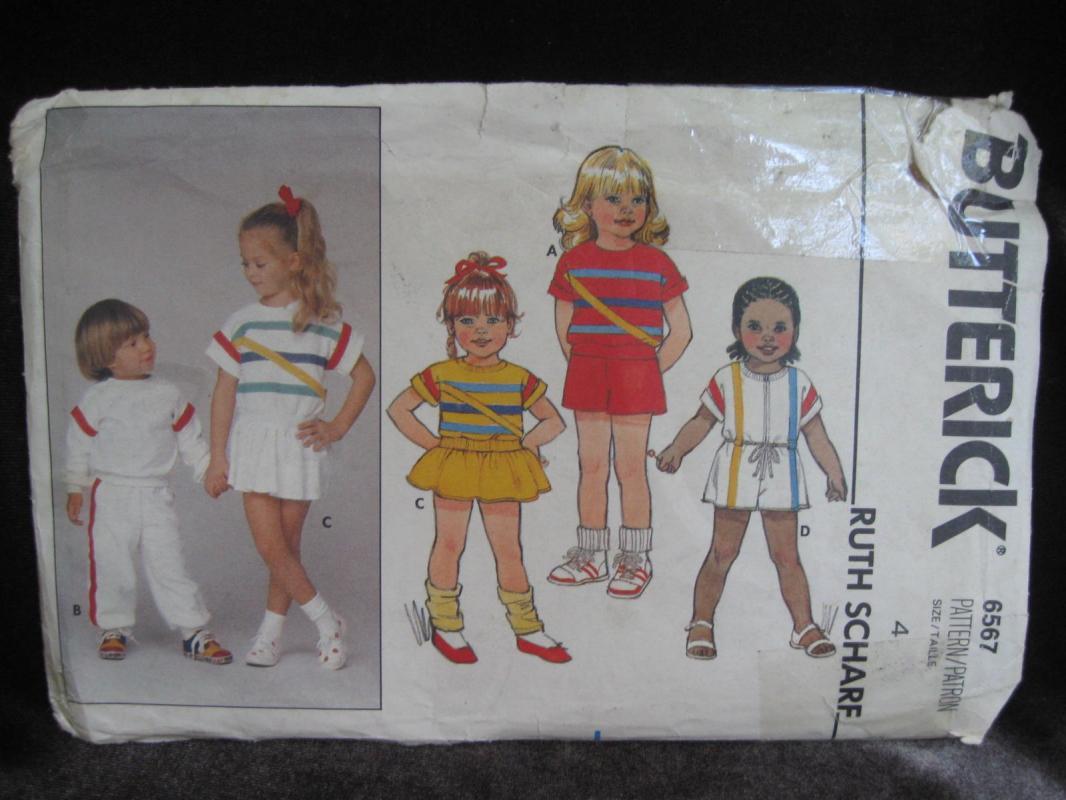 New Butterick 6567 Children's Dress Top Jumpsuit Shorts & Pants Sewing Pattern Size 4