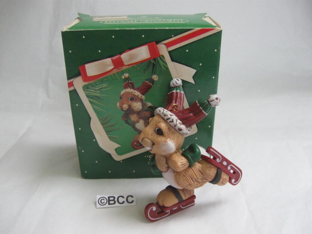 Hallmark 1983 Skating Rabbit Christmas Ornament