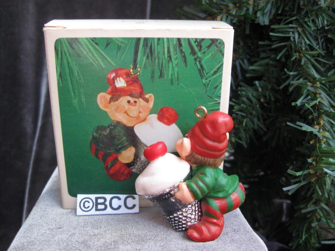 hallmark 1983 Thimble Elf Cupcake 6th In Series Christmas Ornament