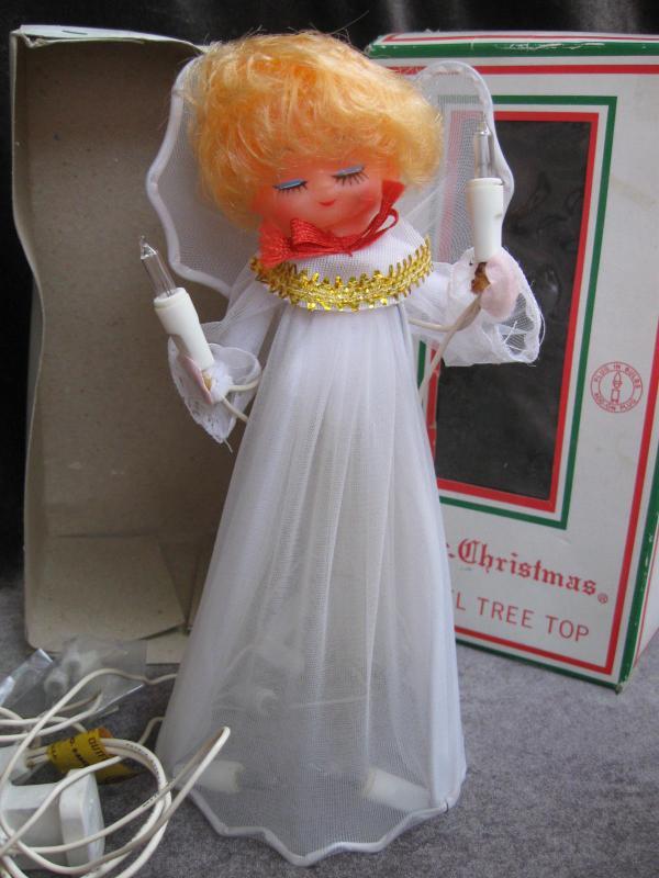Vintage Mr. Christmas Angel Lighted Christmas Tree Topper In Original Box Lights