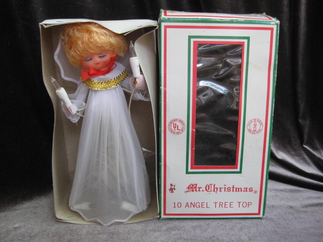 Vintage Mr. Christmas Angel Lighted Christmas Tree Topper In Original Box Lights