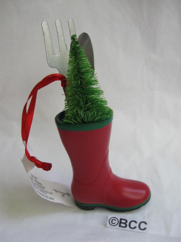 Hallmark 2012 Garden Boot With Spade & Fir Tree Christmas Gardening GardenerOrnament