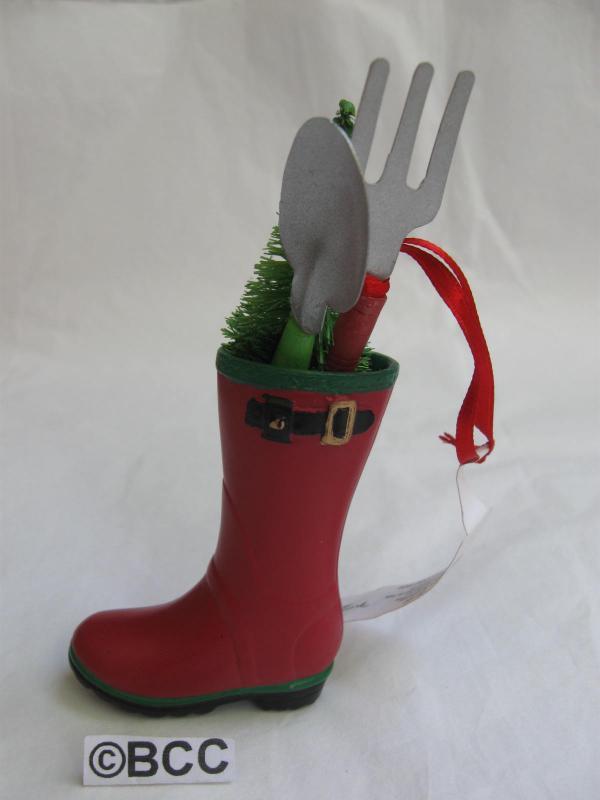 Hallmark 2012 Garden Boot With Spade & Fir Tree Christmas Gardening GardenerOrnament