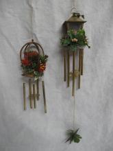 2 Sets Of Plastic Christmas Wind Chimes Lantern & Bird Cage