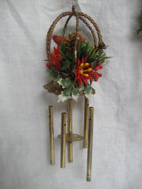 2 Sets Of Plastic Christmas Wind Chimes Lantern & Bird Cage