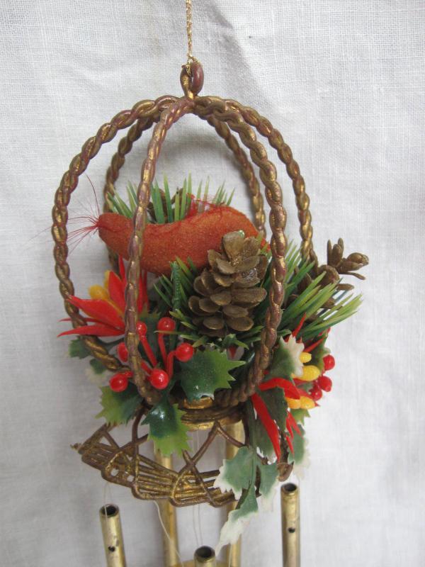 2 Sets Of Plastic Christmas Wind Chimes Lantern & Bird Cage