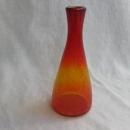 Vintage Orange & Yellow Hand Blown Crackle Glass Vase