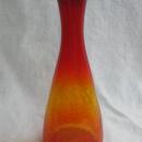 Vintage Orange & Yellow Hand Blown Crackle Glass Vase