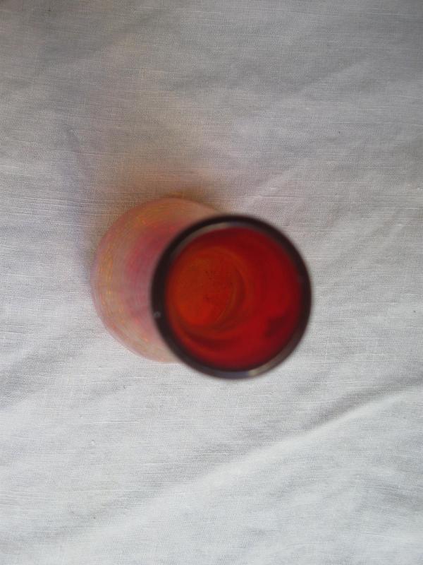Vintage Orange & Yellow Hand Blown Crackle Glass Vase