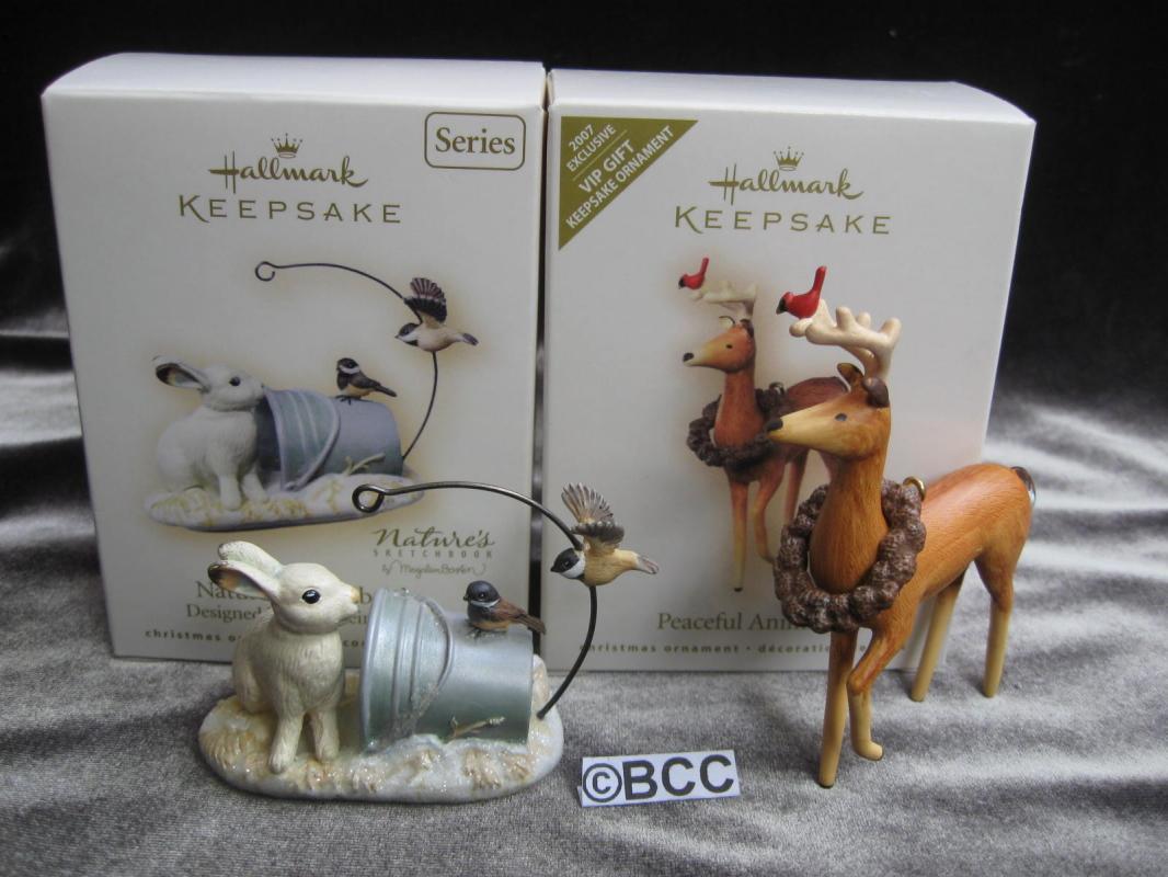 Hallmark 2007 Nature's Sketchbook & Peaceful Aminals VIP Lot Of 2 Ornaments