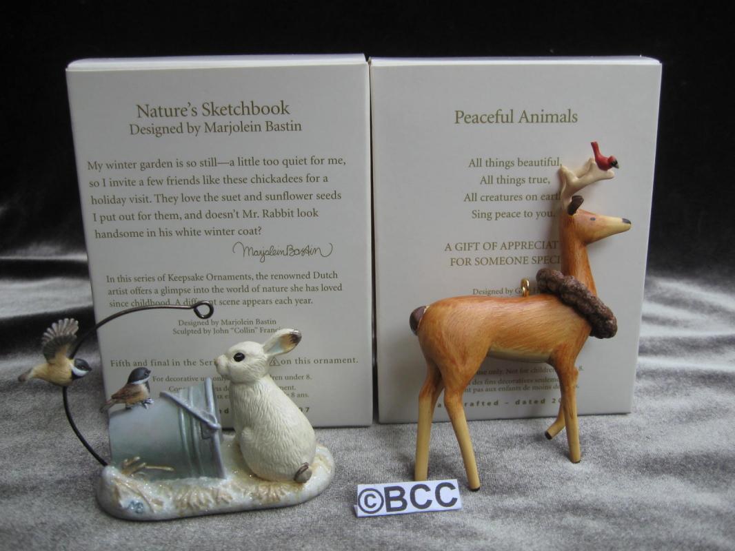 Hallmark 2007 Nature's Sketchbook & Peaceful Aminals VIP Lot Of 2 Ornaments