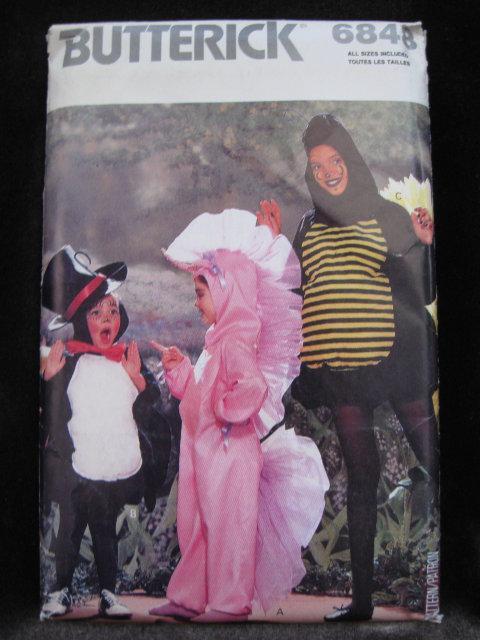 Vintage Butterick 6848 Spider Unicorn Bumble Bee Halloween Costume Sewing Pattern Boys' & Girls' S M L XL