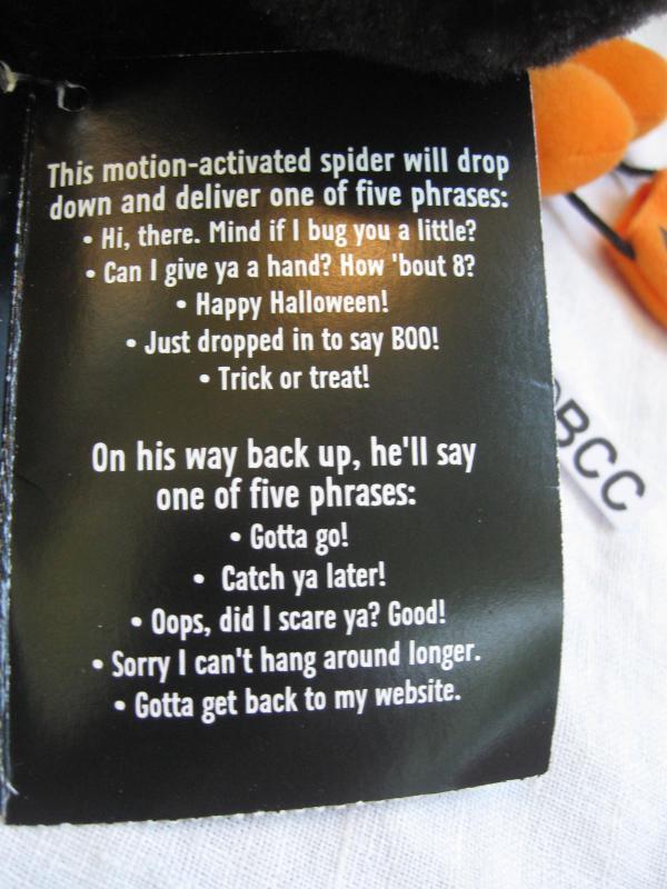 Hallmark 2013 Halloween Drop N' Greet Spider Magic Motion & Sound Activated New
