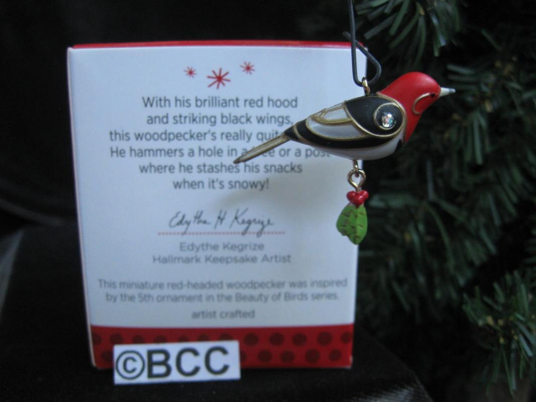 Hallmark 2013 Red Headed Woodpecker 5th In The Beauty Of Birds Miniature Series Keepsake Christmas Ornament