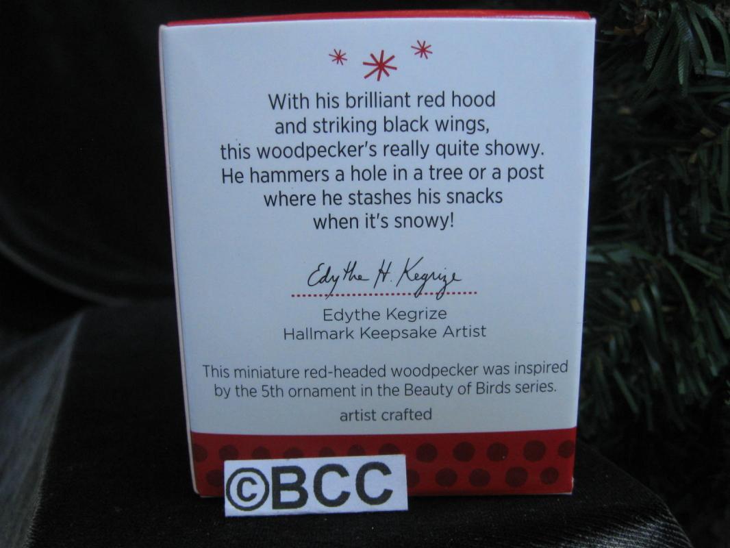 Hallmark 2013 Red Headed Woodpecker 5th In The Beauty Of Birds Miniature Series Keepsake Christmas Ornament