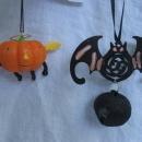 Hallmark 2013 Jack O Lantern & Bat With Bell 2 Halloween Ornaments