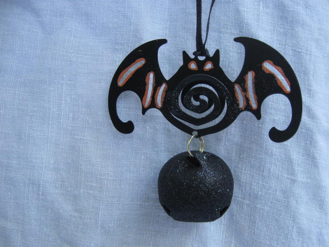 Hallmark 2013 Jack O Lantern & Bat With Bell 2 Halloween Ornaments