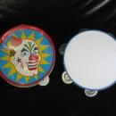 Vintage Halloween Clown Tambourine Plus Blue & White Tamborine Lot Of 2