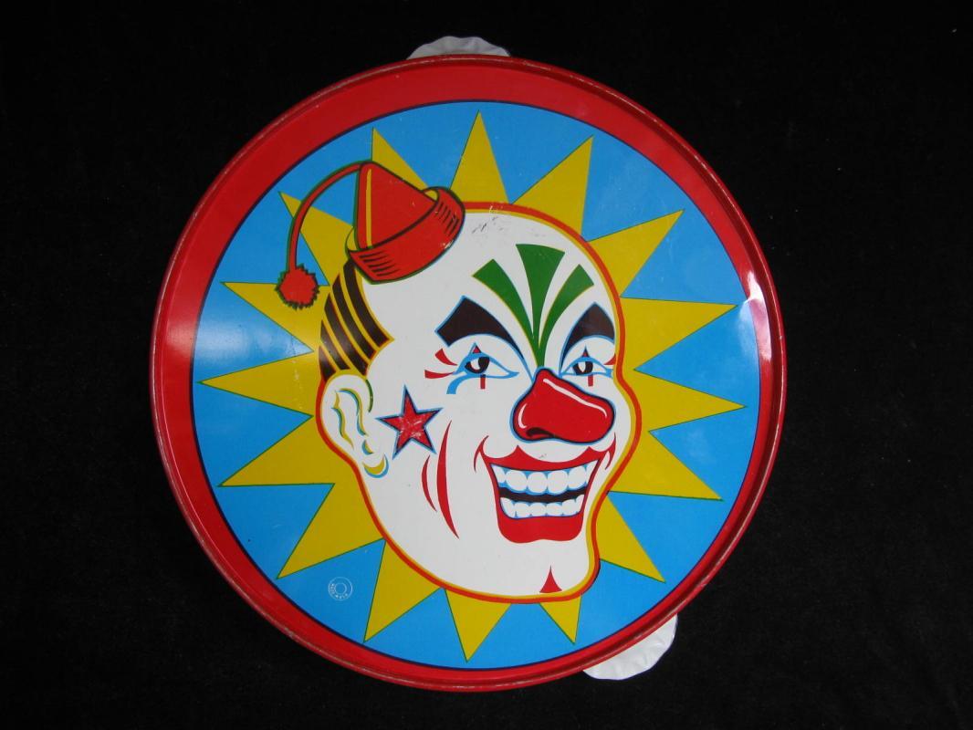 Vintage Halloween Clown Tambourine Plus Blue & White Tamborine Lot Of 2