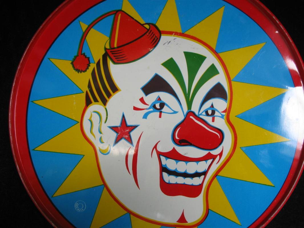 Vintage Halloween Clown Tambourine Plus Blue & White Tamborine Lot Of 2