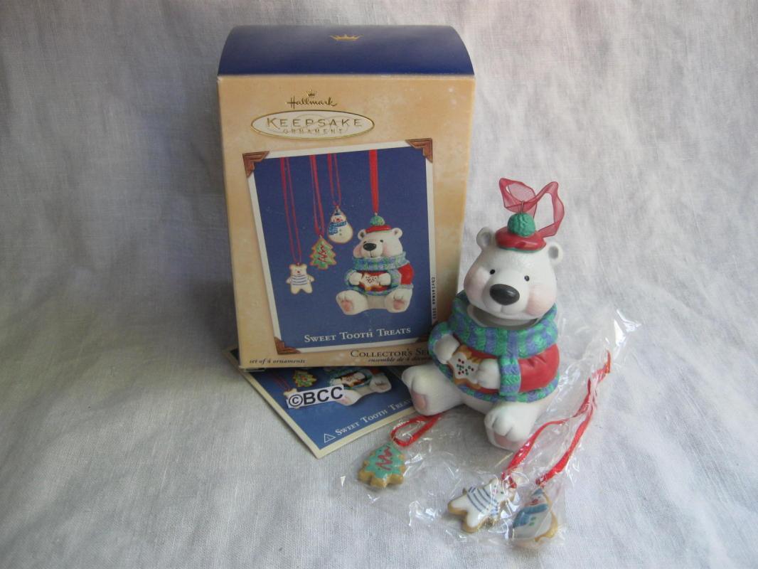 Hallmark 2002 Sweet Tooth Treats Polar Bear Cookie Jar 1st In Series 4 Christmas Ornaments