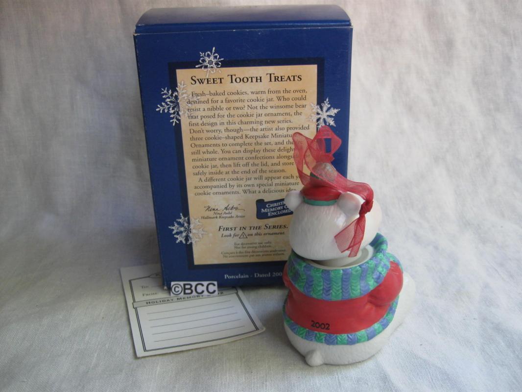Hallmark 2002 Sweet Tooth Treats Polar Bear Cookie Jar 1st In Series 4 Christmas Ornaments